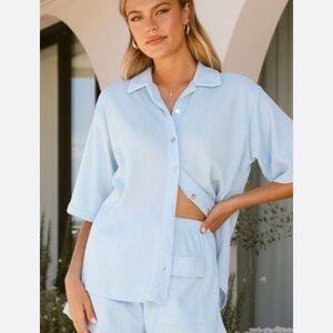 Billy J Light Blue Button Up Shirt and Shorts Set
